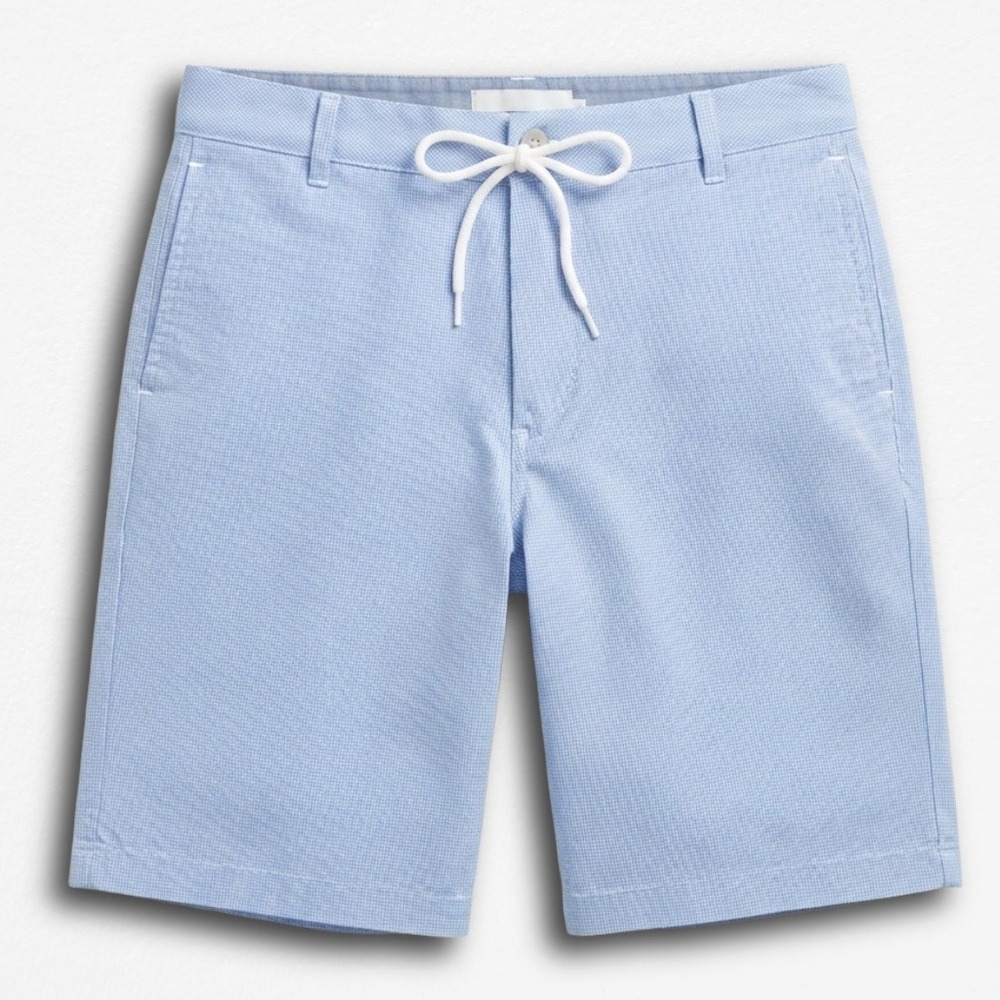Polo Wear Mens Blue Micro Gingham Drawstring Casual Shorts Size 42 Brazil Made‎